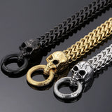 Steampunk Rock Skull Head Bracelet Stainless Steel Bikers Skeleton Jewelry Men