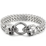 Steampunk Rock Skull Head Bracelet Stainless Steel Bikers Skeleton Jewelry Men