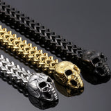 Steampunk Rock Skull Head Bracelet Stainless Steel Bikers Skeleton Jewelry Men