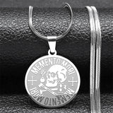 Steampunk Skeleton Skull Memento Mori Pendant Necklace Stainless Steel