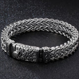 Steampunk Skull Bracelet Stainless Steel Men's Halloween Hand Jewelry
