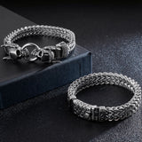 Steampunk Skull Bracelet Stainless Steel Men's Halloween Hand Jewelry
