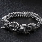 Steampunk Skull Bracelet Stainless Steel Men's Halloween Hand Jewelry