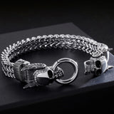 Steampunk Skull Bracelet Stainless Steel Men's Halloween Hand Jewelry