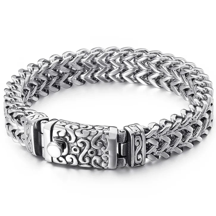 Steampunk Skull Bracelet Stainless Steel Men's Halloween Hand Jewelry