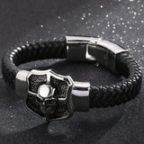 Steampunk Skull Head Bracelet Man Leather Stainless Steel Men's Wrist Bracelets