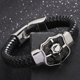 Steampunk Skull Head Bracelet Man Leather Stainless Steel Men's Wrist Bracelets