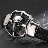 Steampunk Skull Head Bracelet Man Leather Stainless Steel Men's Wrist Bracelets