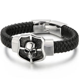 Steampunk Skull Head Bracelet Man Leather Stainless Steel Men's Wrist Bracelets