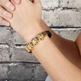 Steampunk Skull Pattern Man Bracelet Stainless Steel Leather Wrist Band 3 Colors