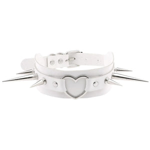 Steampunk Spike Rivet Choker Necklace Heart Pentagram Pendant