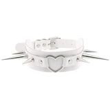 Steampunk Spike Rivet Choker Necklace Heart Pentagram Pendant