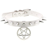 Steampunk Spike Rivet Choker Necklace Heart Pentagram Pendant