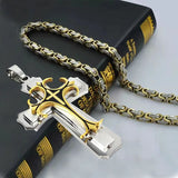Steampunk Stainless Steel Chain Cross Necklace Pendant