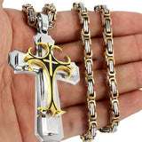 Steampunk Stainless Steel Chain Cross Necklace Pendant