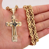 Steampunk Stainless Steel Chain Cross Necklace Pendant