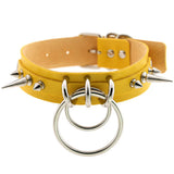 Steampunk Yellow Spike Rivet Choker Necklace Goth Collar Men Hip Hop Rock