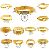 Steampunk Yellow Spike Rivet Choker Necklace Goth Collar Men Hip Hop Rock