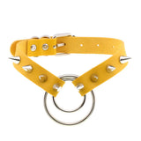 Steampunk Yellow Spike Rivet Choker Necklace Goth Collar Men Hip Hop Rock