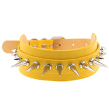 Steampunk Yellow Spike Rivet Choker Necklace Goth Collar Men Hip Hop Rock