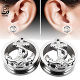 Steel Anchor Double Flesh Ear Tunnels Body Jewelry