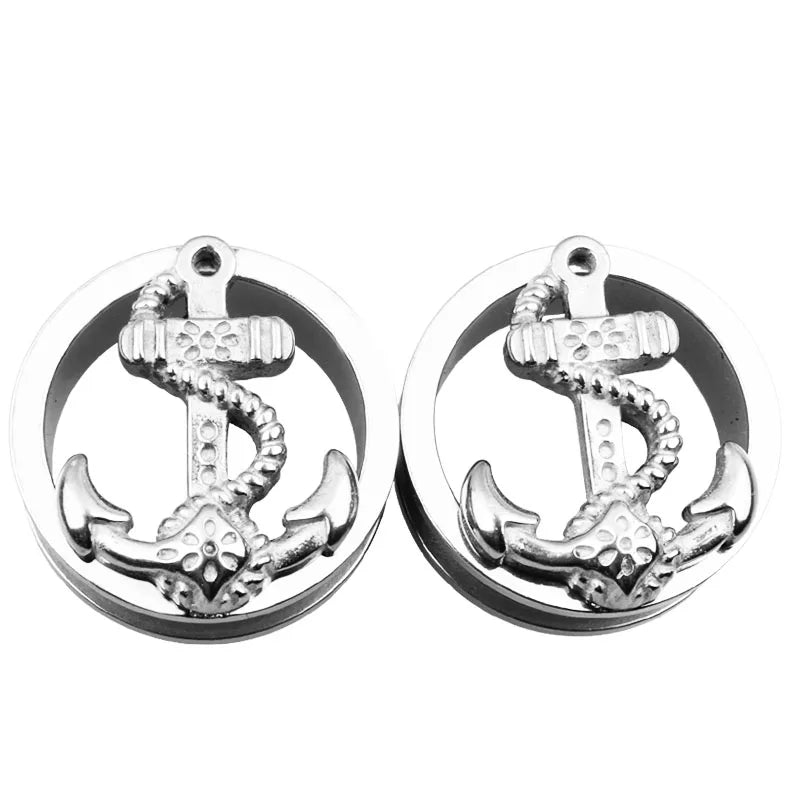 Steel Anchor Double Flesh Ear Tunnels Body Jewelry