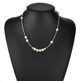 Steel Ball Stitching Pearl Necklace Hip Hop Stainless Steel Bead Necklace