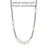 Steel Ball Stitching Pearl Necklace Hip Hop Stainless Steel Bead Necklace