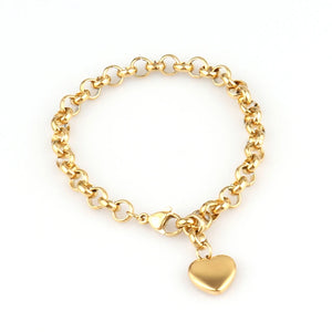 Heart Pendant Steel Bracelet for Women