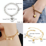 Heart Pendant Steel Bracelet for Women