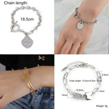 Heart Pendant Steel Bracelet for Women