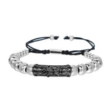 Steel Bracelet Men Braided Rope Cubic Zircon Charms Jewelry