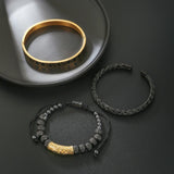 Steel Bracelet Men Braided Rope Cubic Zircon Charms Jewelry
