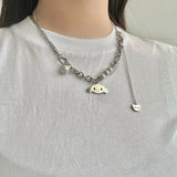 Steel Cloud Sweet Sense Clavicle Chain Luminous Bead Necklace