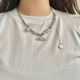 Steel Cloud Sweet Sense Clavicle Chain Luminous Bead Necklace