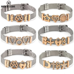 Steel Color+Gold Stainless Steel Bangles Men And Women Titanium Steel Bracelet