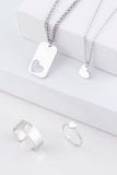Steel Heart Figured Couple Necklace And Ring Set