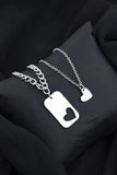 Steel Heart Figured Couple Necklace And Ring Set