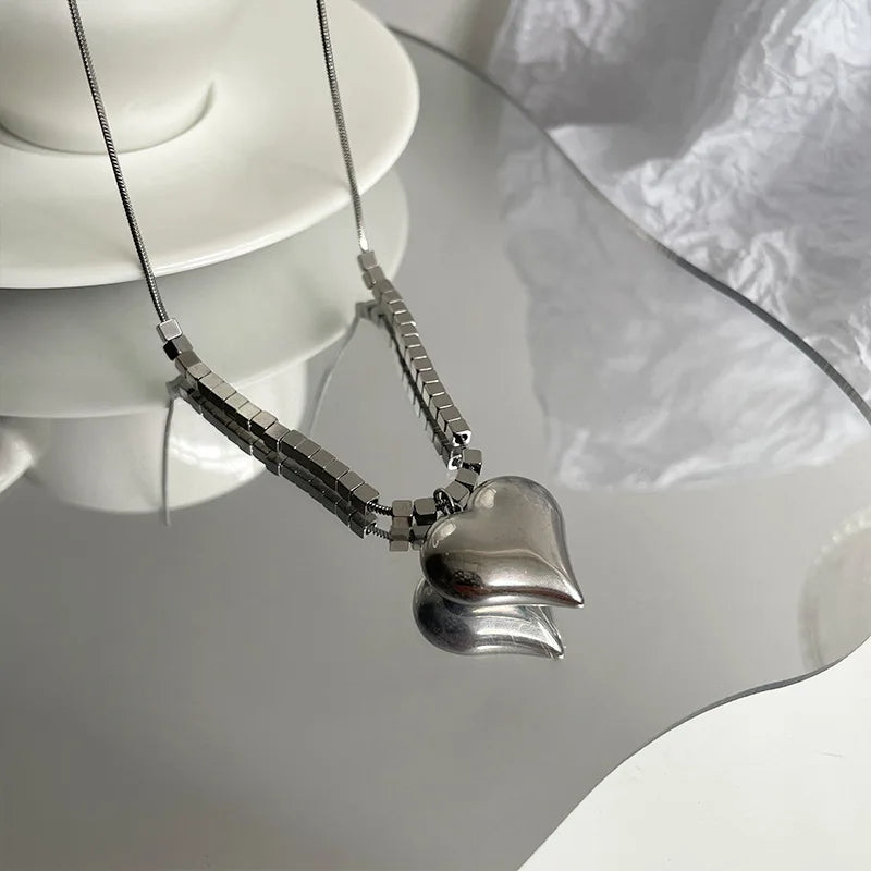 Steel Love Pendant Wind Collar Chain Titanium Steel Necklace Women's