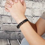 Men's Biker Motorcycle Chain Bracelet Leather Cuff Wrap Wristband