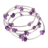 Steel Warp Bracelet with Natural Stone Chips and Metal Beads