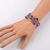 Steel Warp Bracelet with Natural Stone Chips and Metal Beads