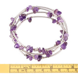 Steel Warp Bracelet with Natural Stone Chips and Metal Beads