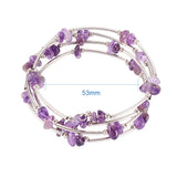 Steel Warp Bracelet with Natural Stone Chips and Metal Beads