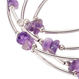 Steel Warp Bracelet with Natural Stone Chips and Metal Beads