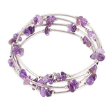 Steel Warp Bracelet with Natural Stone Chips and Metal Beads