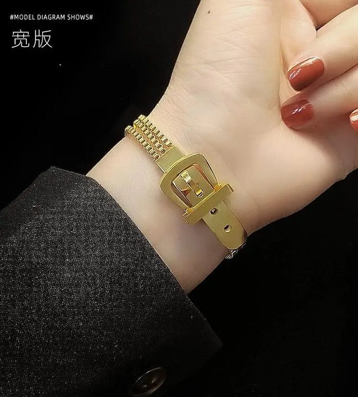 Steel Watch Strap Bacelet Box Chain Belt Buckle Bracelet for Woman