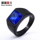 Brushed Mirror Polished Stainless Steel Stone Wedding Ring