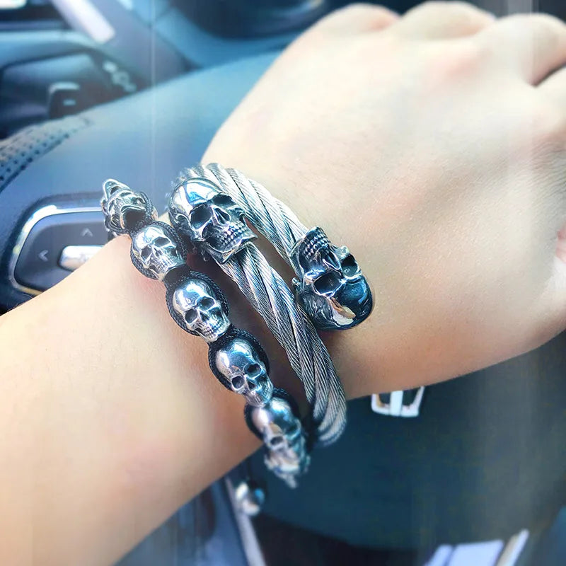 Steel Soldier Punk Skull Bracelet Bangle