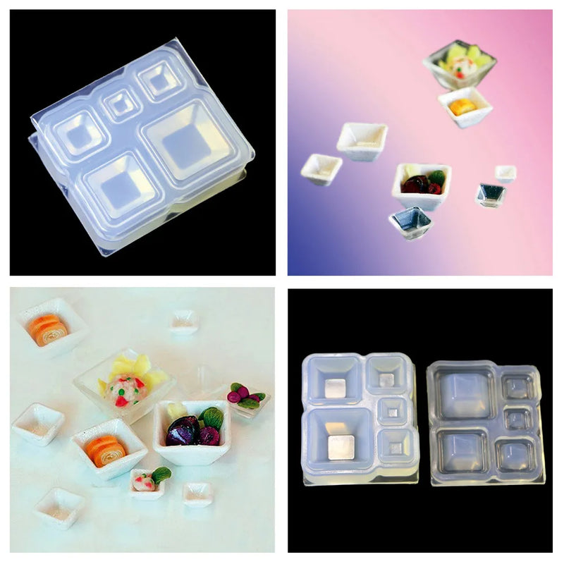 Silicone DIY Square Bowl Set Mold For Epoxy Resin Jewelry Making